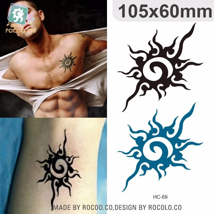 Hc69/wholesale Temporary Tribal Sun Symbol Sign Tattoo Designs For Men Chest  - Buy Chest Tattoo,Chest Print Design Men,Temporary Tattoos On Chest  Product on 