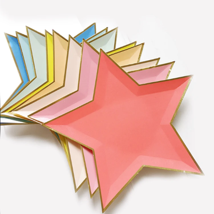 pink star paper plates