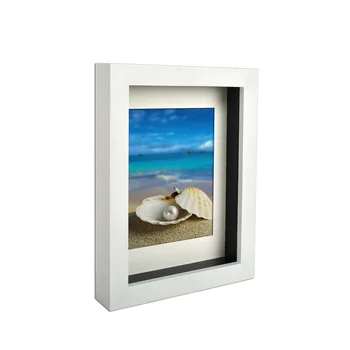 Wholesale Wood picture frame 3d wall hanging White shadow box frame