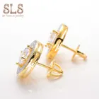 2018 Gold Jewelry Diamond Earrings Hiphop Earring 2018 Popular Style Hiphop Ice Gold Bling Jewelry 14k Gold Plated Diamond Earrings
