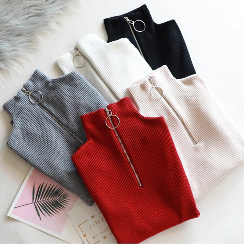 zipper turtleneck sweater