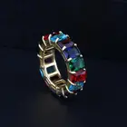 Cz Rings Ring Go New Hip Hop 18k Gold CZ Diamond Rainbow Baguette Men Rings