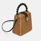 Bags Bag Beaded Bag Small Box Beaded Straw Bags Woven Handmade Shoulder Rattan Bag Handle