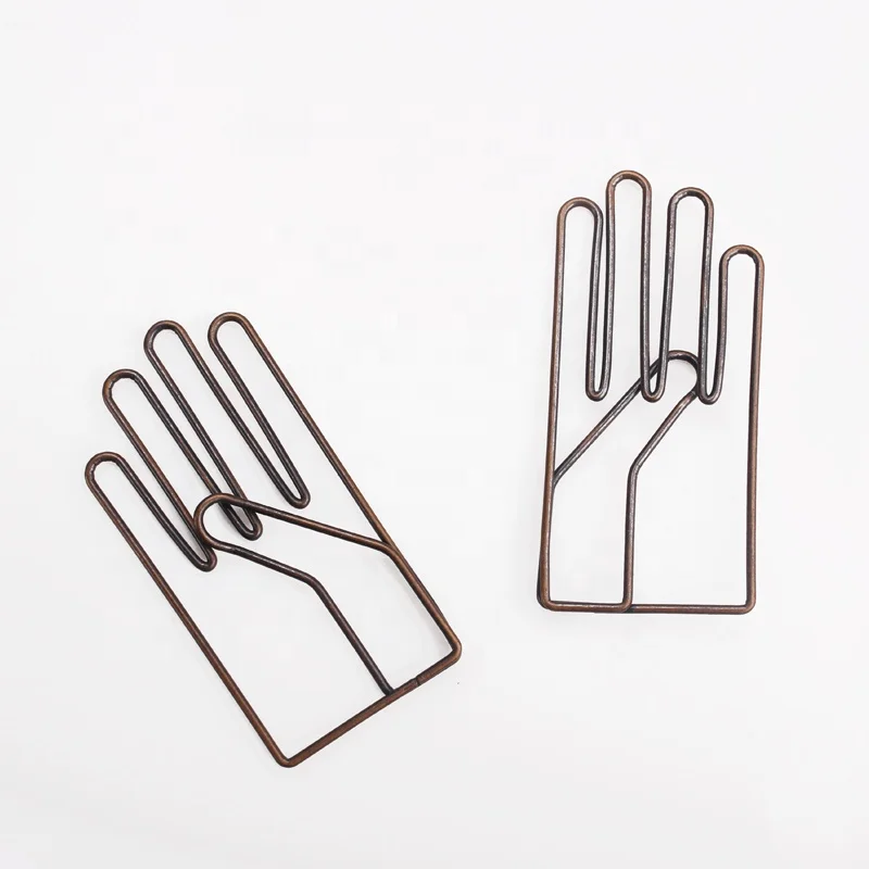 Vintage Hand Shape Metal Clips Gesture Bookmark Memo Clips Stationery~ 