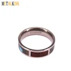 Abalone Shell 6mm Mens Womens Titanium Wood And Abalone Shell Inlay Wedding Ring