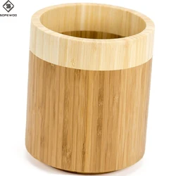 Hot sale  custom decorative kitchen tools rotatable  bamboo  storage box utensil holder