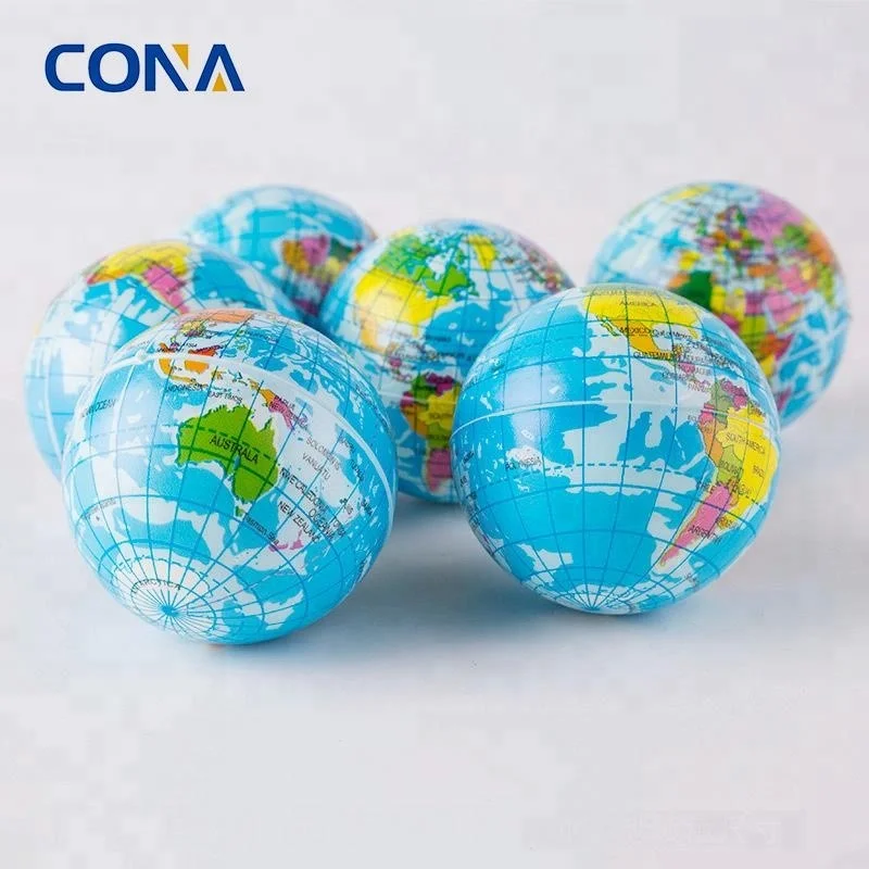 12 WORLD GLOBE MAP BOUNCE BALLS novelty squeeze novelty toy bouncing play ball 