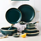 Gold Bowl Bowl Luxury Dinnerware Gold Rim Soup Salad Pasta Ceramic Food Serving Bowl Set