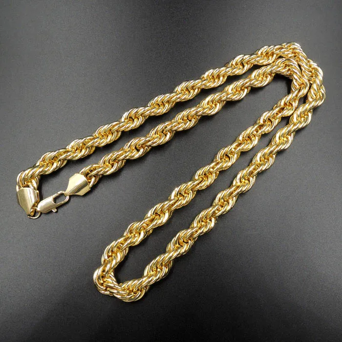 Latest 12mm Gold Rope Chain Necklace 