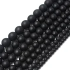 Beads Approx4-12mm 38cm/strand Synthetic Black Stone Frosted Plain Rounds Gemstone Beads For Jewellery Making