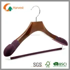 Velvet Hangers Brown Color Wooden Coat Hanger With Velvet On Shoulder