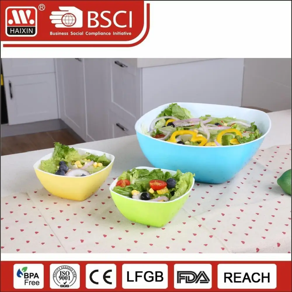 Haixing Plastic Salad Bowl Multi Color Tableware Large Fruit Bowl Mixing Serving Bowls