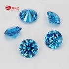 Round Loose Cz Stone 10-12mm Round Shape Aquamarine Blue Cz Stone Wuzhou Gems Loose Cubic Zirconia Stone