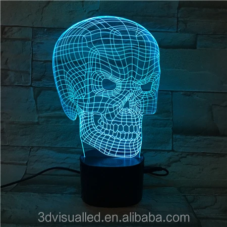 3D Skull Bleach Man 7 Colors Acrylic Led Table Night Light Bedroom Usb Lamp Kid 