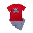 Design Boys 2019 4th Of July New Design Summer Wholesale Boys Cotton Seersucker Shorts Usa Kids Clothing With Applique