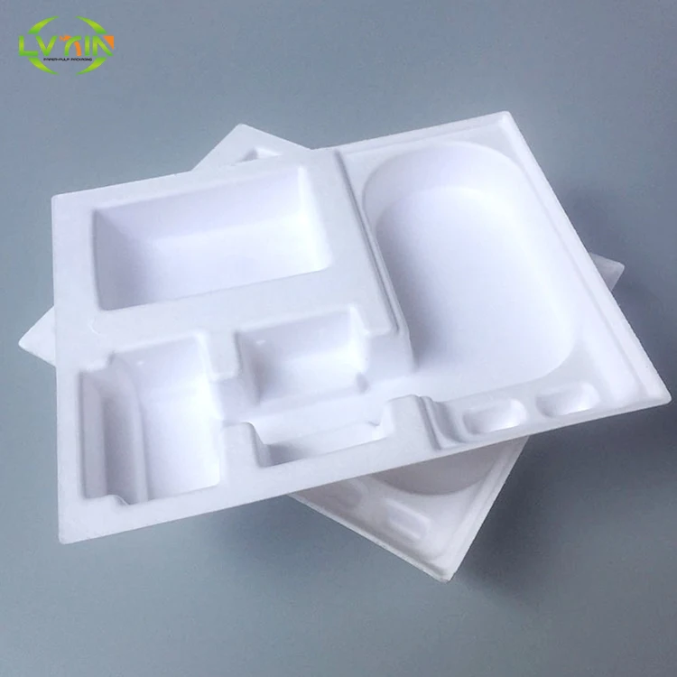 Wet Pressing Sugarcane Bagasse Paper Tray Pulp Packaging Factory Protect Pulp Tray Molded Pulp Packaging from China Unbleached