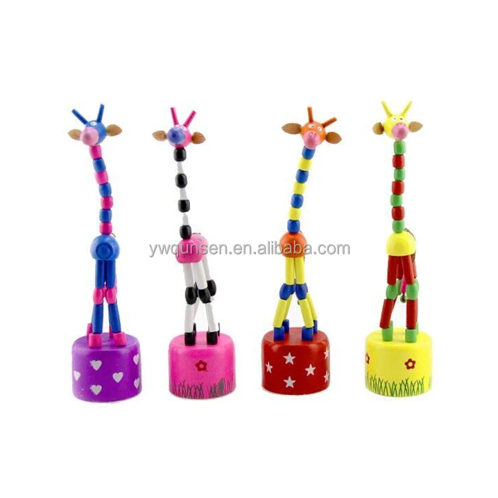 TM Set of 3: Wooden Cute Colorful Giraffe Push Puppets,Swing Dancing Body Giraffe Desktop Toys Cartoon Fingers Toys Home Kids Room TV Cabinet Decoration Berry President