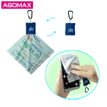 Top Recommended Trade Show Giveaways Microfiber key chain lens cleaning cloth in pouch for eyeglass wiping cloth keychain