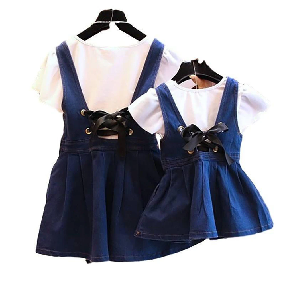 childrenswear supplier baby denim dress girls' denim suspender dress children boutique