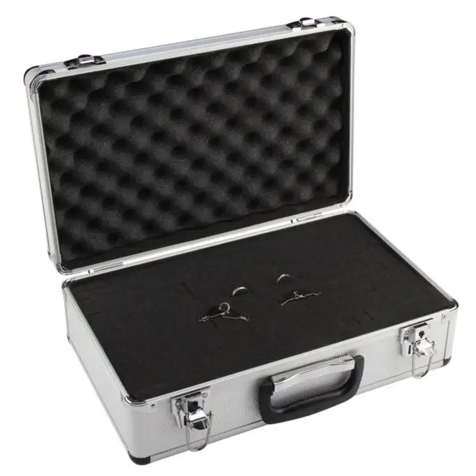 Aluminum Hard Case Microphone Briefcase Toolbox Carrying Case with Foam Inserts 