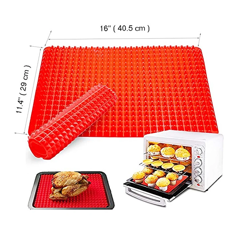 Non Stick Silicone BBQ Pan Resistant Oven Baking Grill Oil Pyramid Mat 