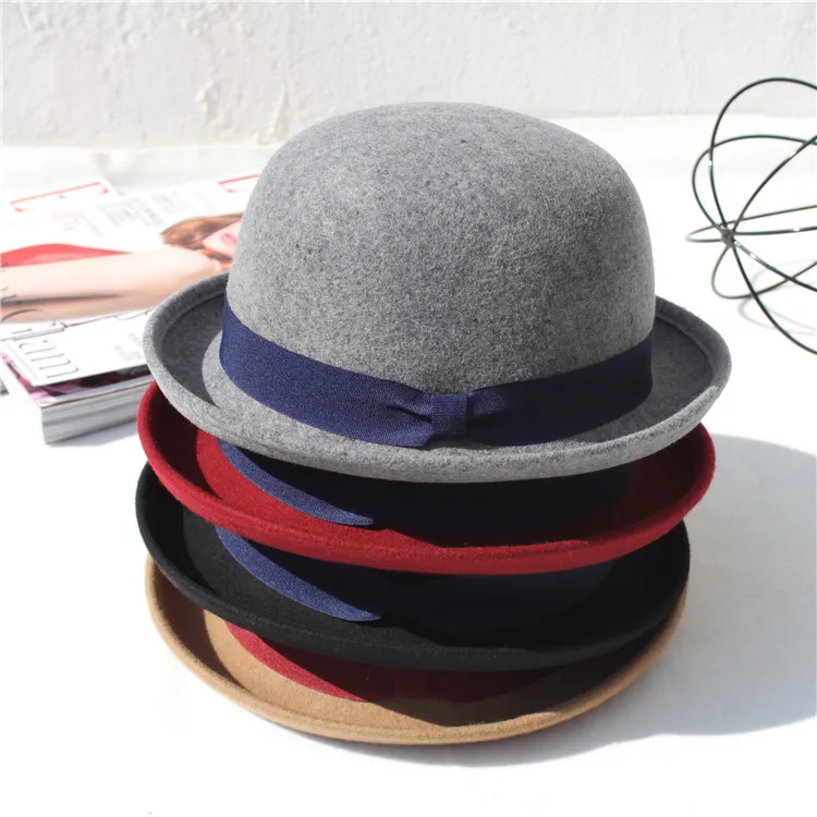100% Wool Bowler Hat With Upturned Brim 
