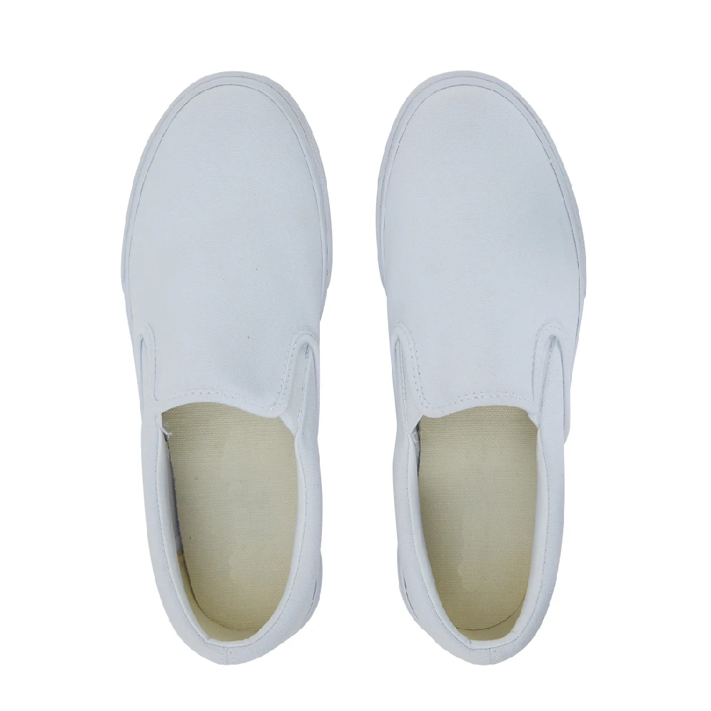 plain white slip on canvas shoes