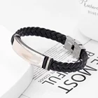 Leather Bracelet Leather Custom Logo Stainless Steel Couple Clasp Braided Leather Bracelet Men