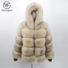 Coat Fur Down Coat New Style Wholesale 5 Rows Real Fox Fur Coat Women Warm Fashionable Fur Outerwear With Hood