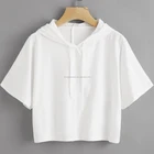 Women's High Quality Hooded Drawstring Tee Women's Workout Crop Shirts