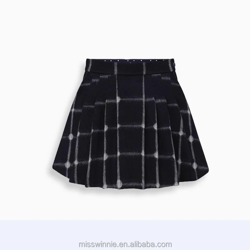 Kids clothes customized woolen pleated skirts for baby girls