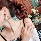 Earrings Earring 2021 Women Geometric Earrings Dangle Stud Earrings 2 Tones Double Rhombus Shape Stud Earring