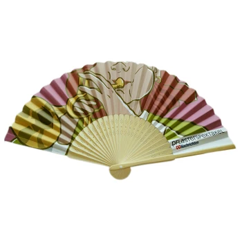 Promotional custom printed bamboo paper folding hand fan