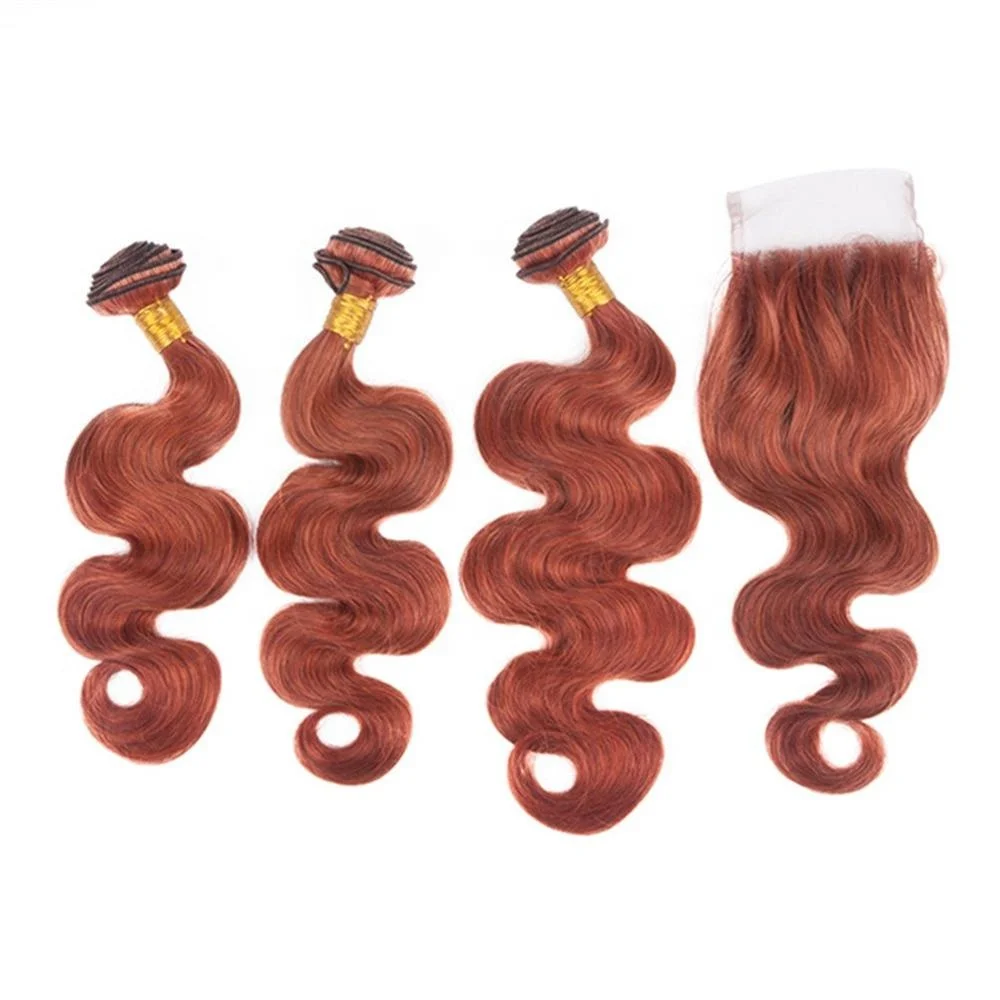 Mink Cambodian Raw Brazilian Hair Vendor Dark Auburn Copper Red Hair Weave  Color #33 Light Brown Body Wave Bundles With Closure - Buy Wholesale Price  3 Bundles Virgin Mink Brazilian Hair Bundles