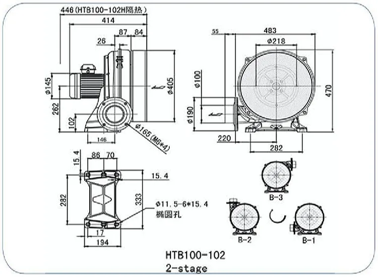 Centrifugal Blower, HTB100-102, 1HP - detail 6