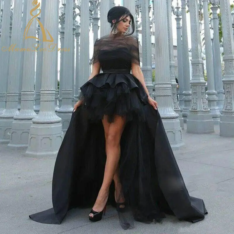 black wedding dresses off the shoulder