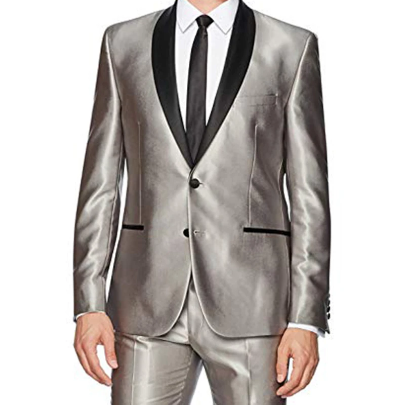 metallic silver suit