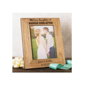 customized size laser engraving 4*6inch wooden photo picture frame for wedding