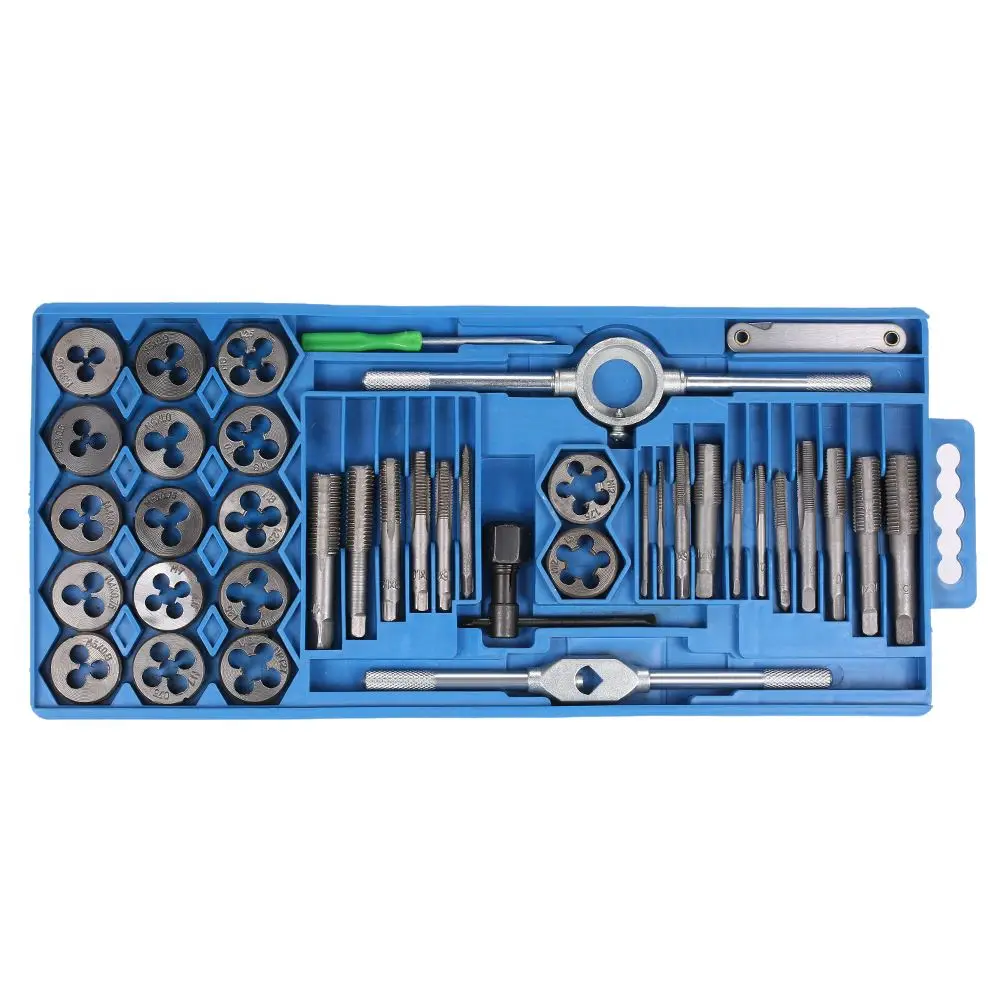 40pcs Metric Screw Nut Tap Die Set Wrenches Thread Gauge Heavy Duty Hand Tools 