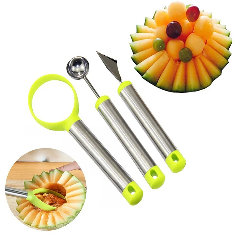 paquete múltiple cuchara de limón extractor de núcleos Juego de 4 herramientas para fruta con cuchillo utensilios de cocina plano cuchara de fruta 