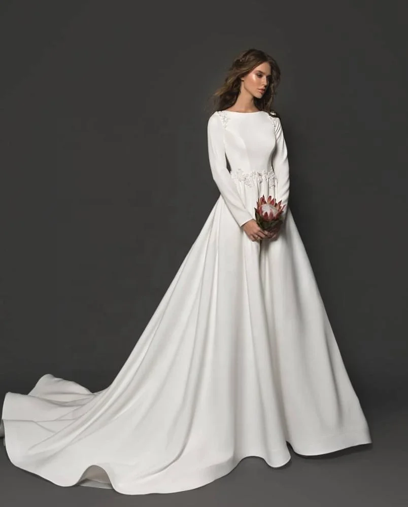 modest satin wedding dresses