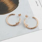 Earring OUMI Wholesale Price 316L Stainless Steel Women Rose Gold Hoop Earring Clear For Lady Jewelry