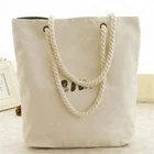 Shopping Recycled Shopping Bag OEM Promotional Recycling Shoulder Grocery Sling Supermarket Beach Shopper Shopping Bag Cotton Canvas Tote Bag With Rope Handle