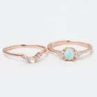 Jewelry Opal Opal Rose Gold Plated Sterling Silver Jewelry Opal Wedding Ring Set