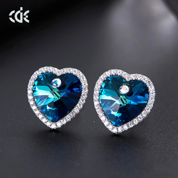 Heart Of Ocean 925 Sterling Silver Earring Necklace Jewelry Set