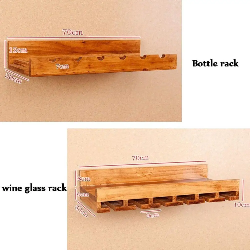 Wooden Wine Bottle Rack Holder Wine Goblet Holder Hanging 5 Wine Spice Rack Storage Unit Floating Shelf Wall Decorations for Hom