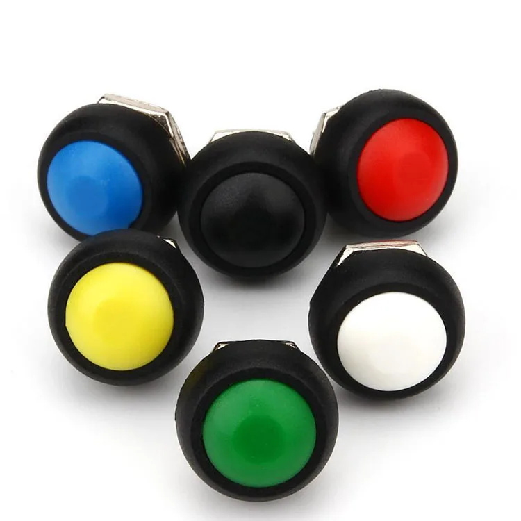6x Useful 12mm Waterproof  2 PIN Momentary Each color Push Button Horn Switch 