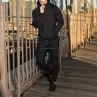 For Men Cotton Black Men Competitive Price Tracksuit For Men Plain Cotton Hoody Sweat Suits Wholesale Jogging Suits Sport Black Track Suit