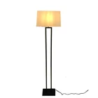 Projector Hotel Style Rectangular Marble Antique Brass Metal Base With Linen Shade Floor Light