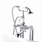 Hot Cold European Column Type Ceramic Handle Classical Thermostatic Floor Mounted Bath Shower Mixer Tap